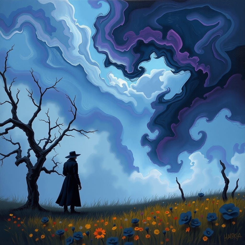 Misty Twilight Melancholy in a Forgotten Meadow