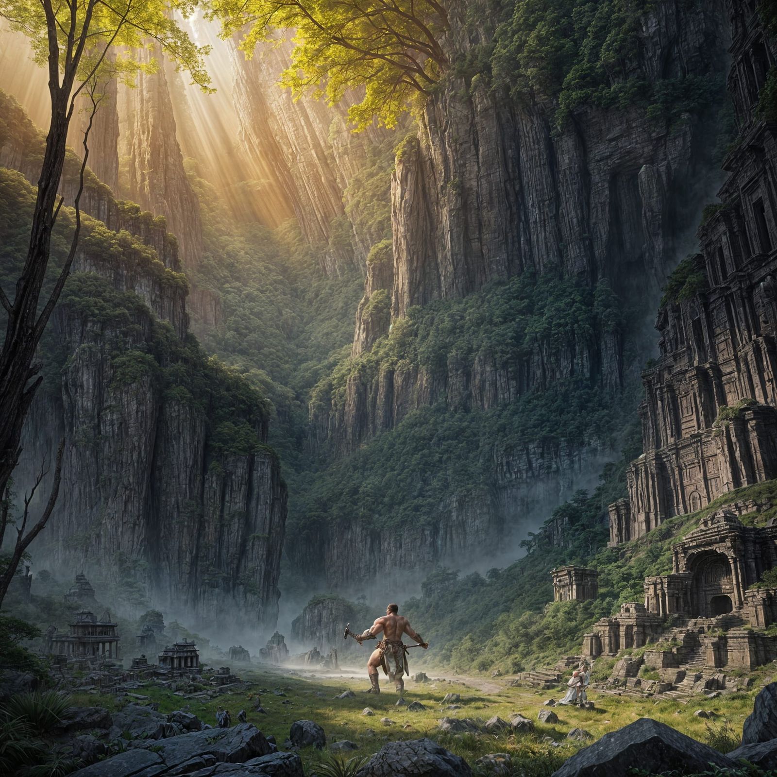 Hulk with Bone Sword in Forest Canyon