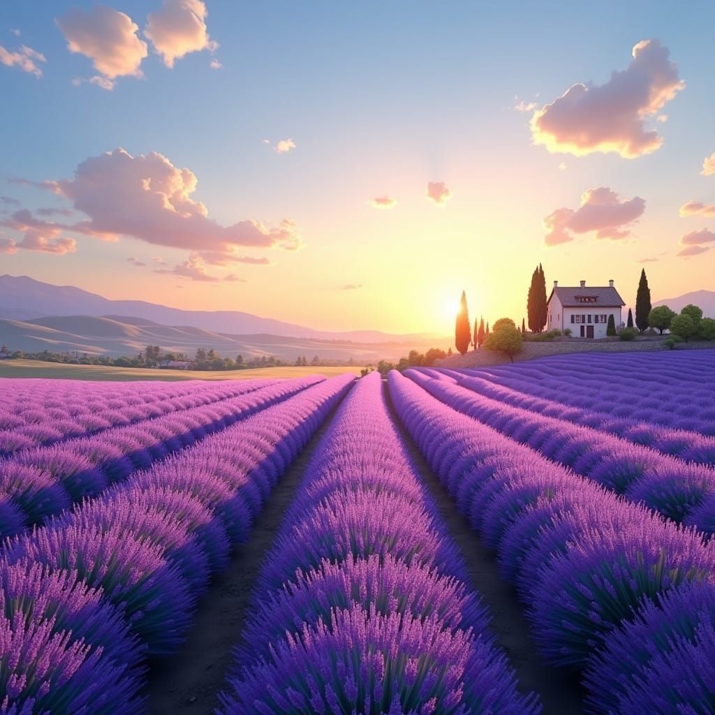 Provence Lavender Dreamscape in Vibrant Colors