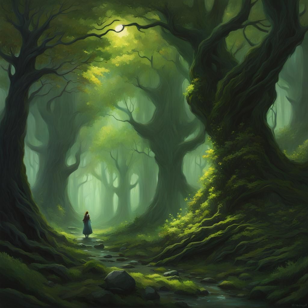 Eldritch Forest Painting in a Painterly Style