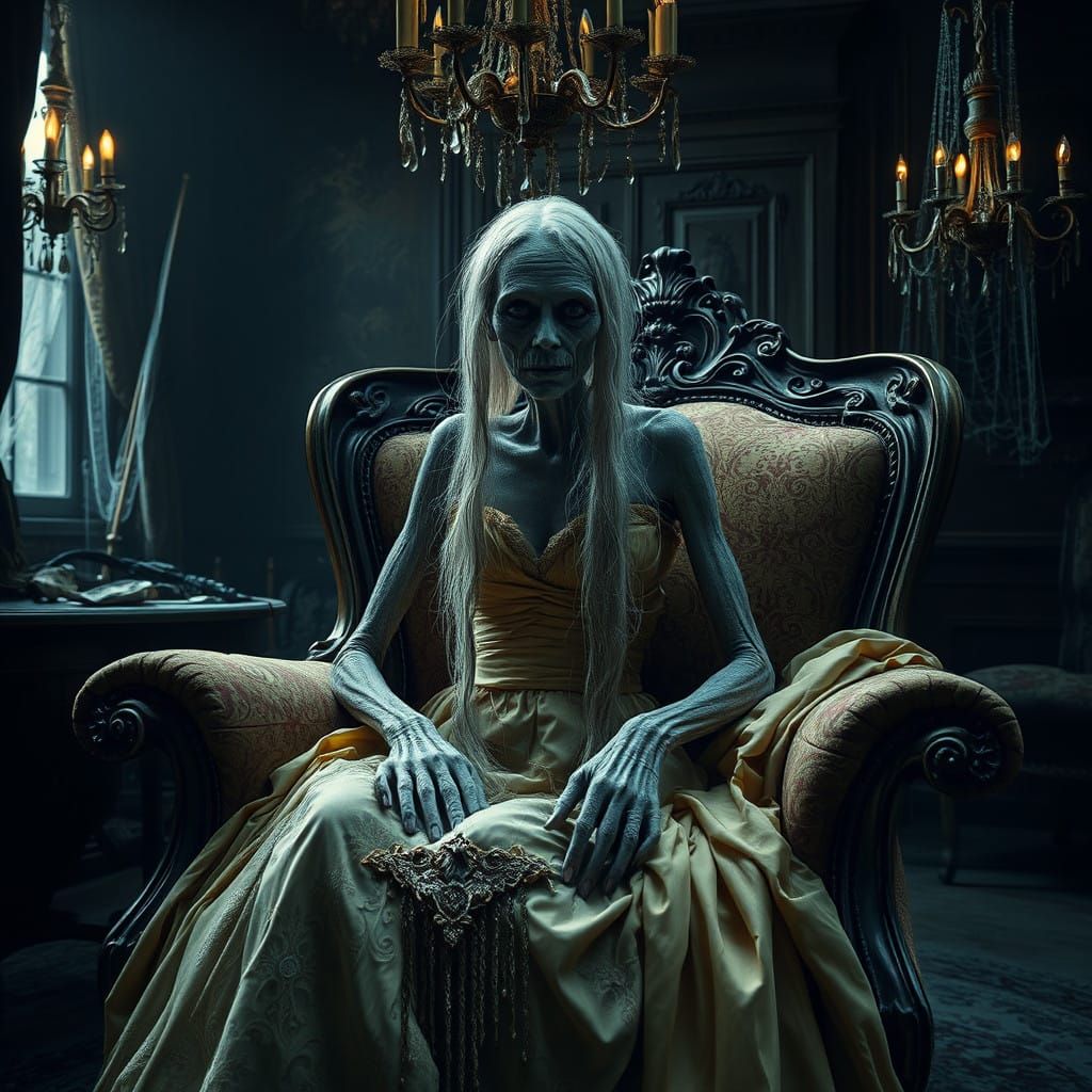 Ethereal Heiress in Tattered Opulence