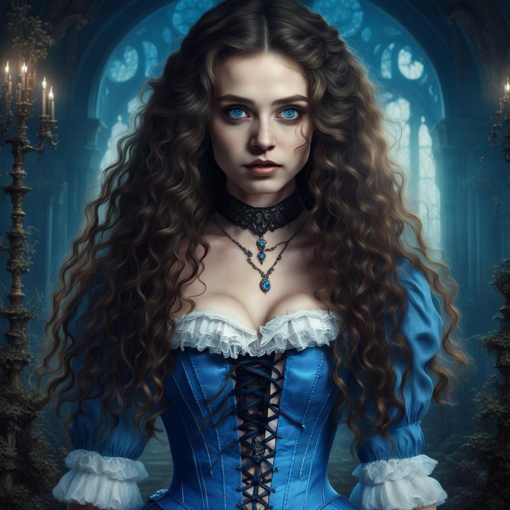 Gothic Alice in Wonderland Portrait: Surreal Digital Art