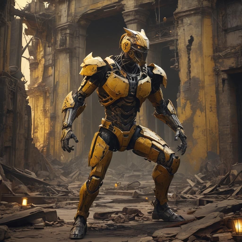 A human mutant with horse body, in a powerful jumping stance...