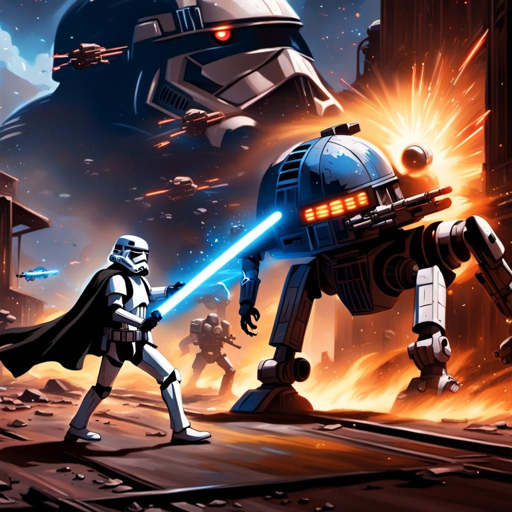 Darth Thomas the Train Force Choke in Anime Style