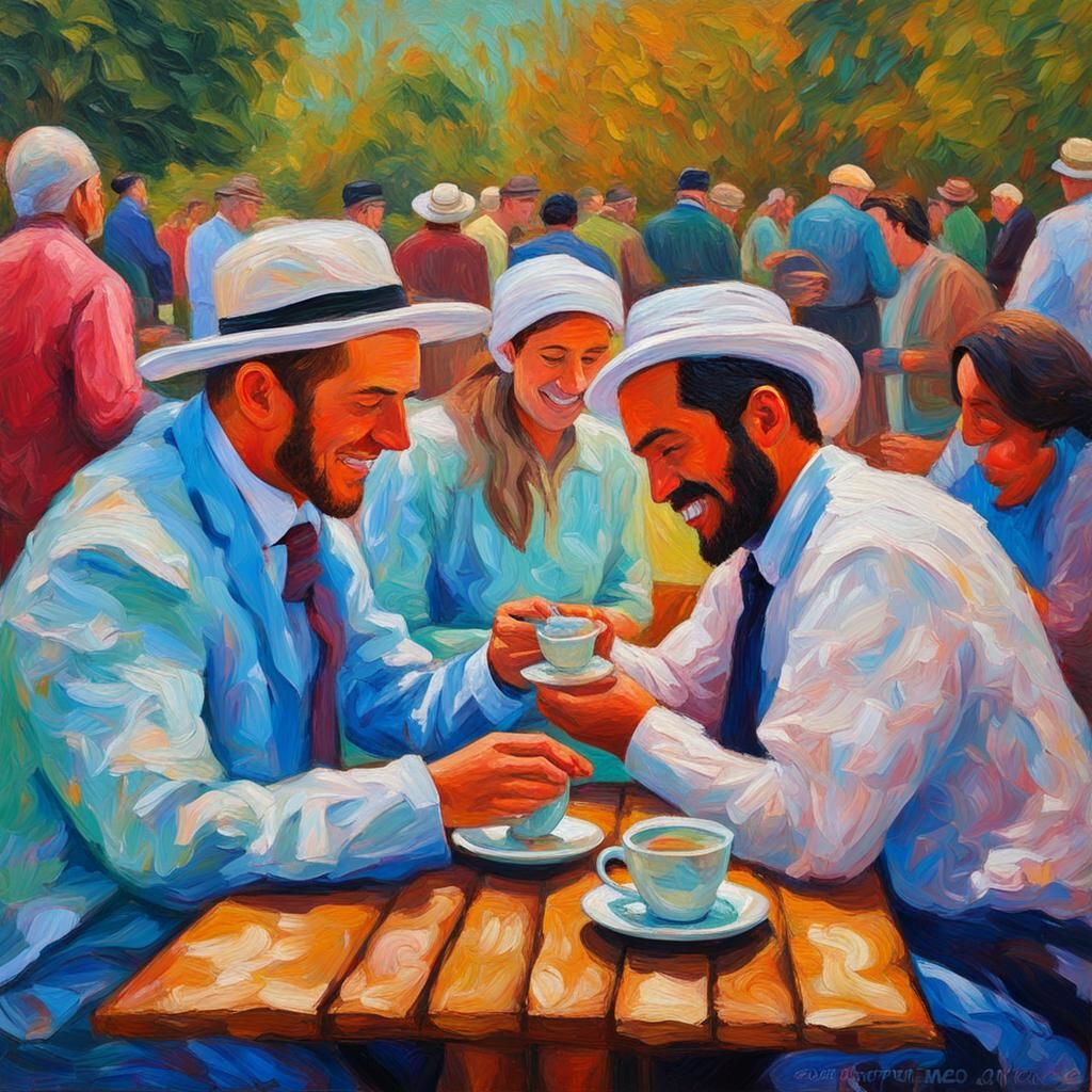 Peppermint Tea Festival: Expressionist Oil Painting