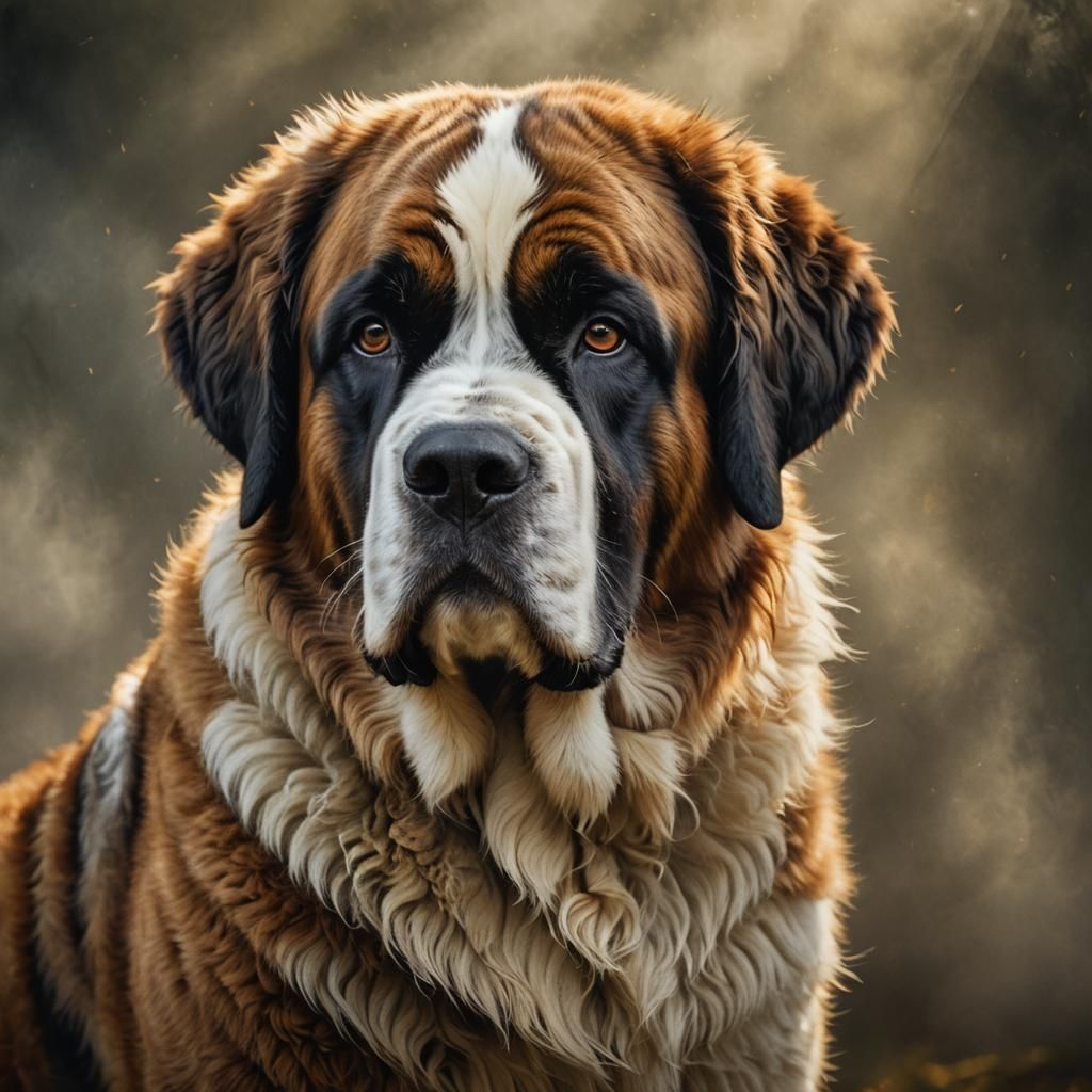 Majestic Saint Bernard in Golden Light
