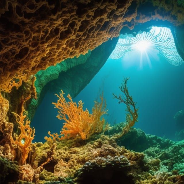 Filigree Alien Fish in Art Nouveau Cave