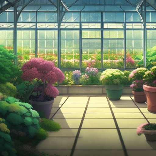 Greenhouse Flower Pots: Studio Ghibli Anime Visual