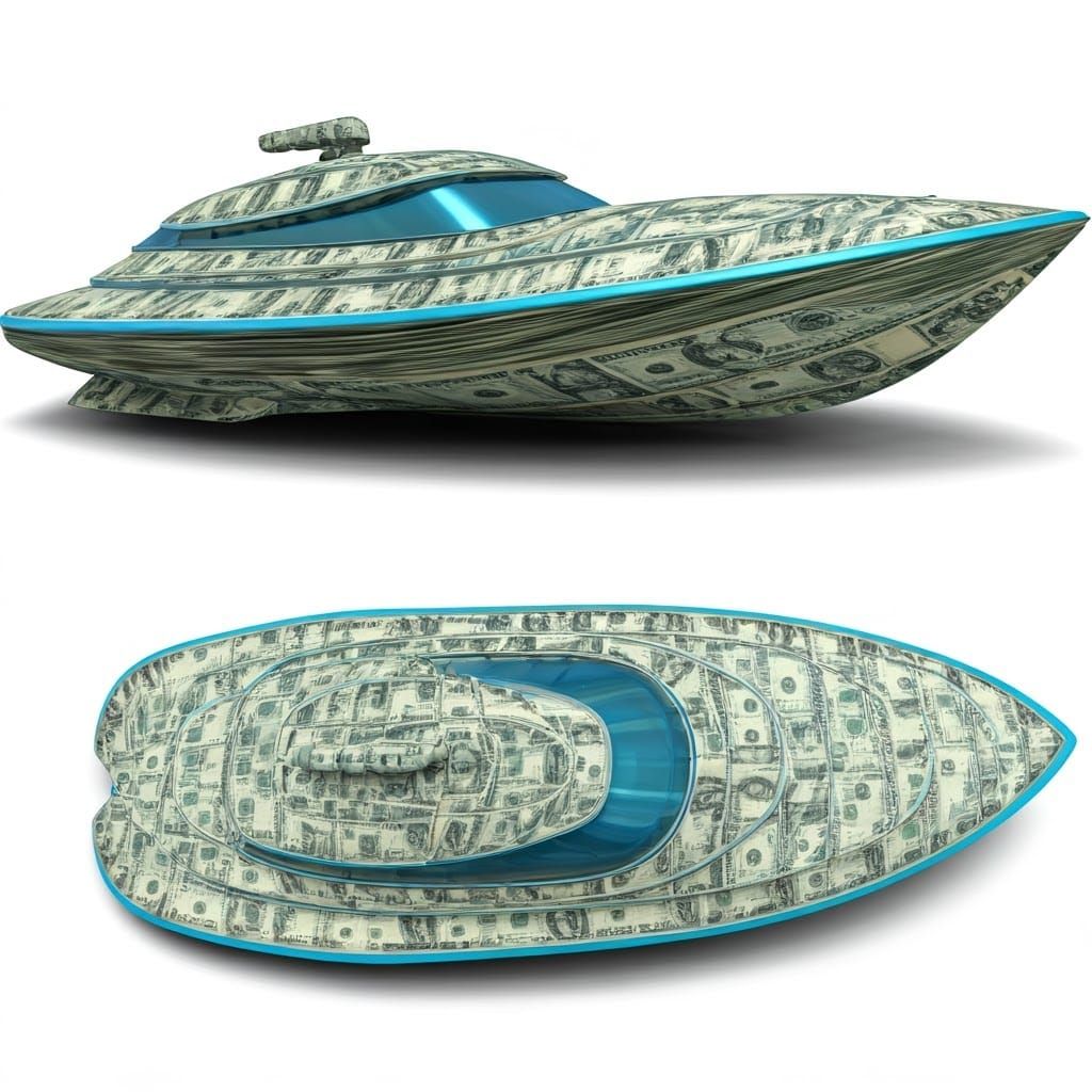 Futuristic Billfold Boat in High-Contrast Comic Art Style