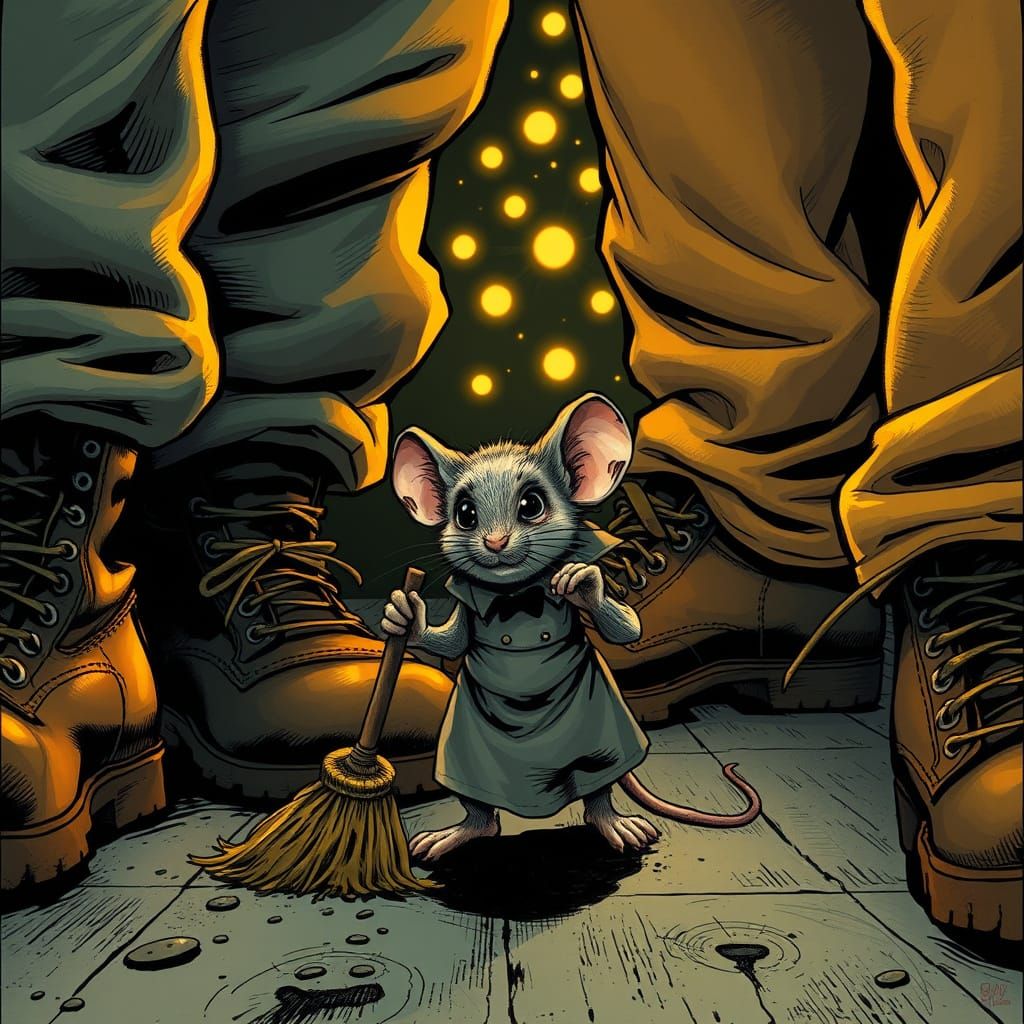 Brave Mouse Janitor in a Giant World, Miller Style