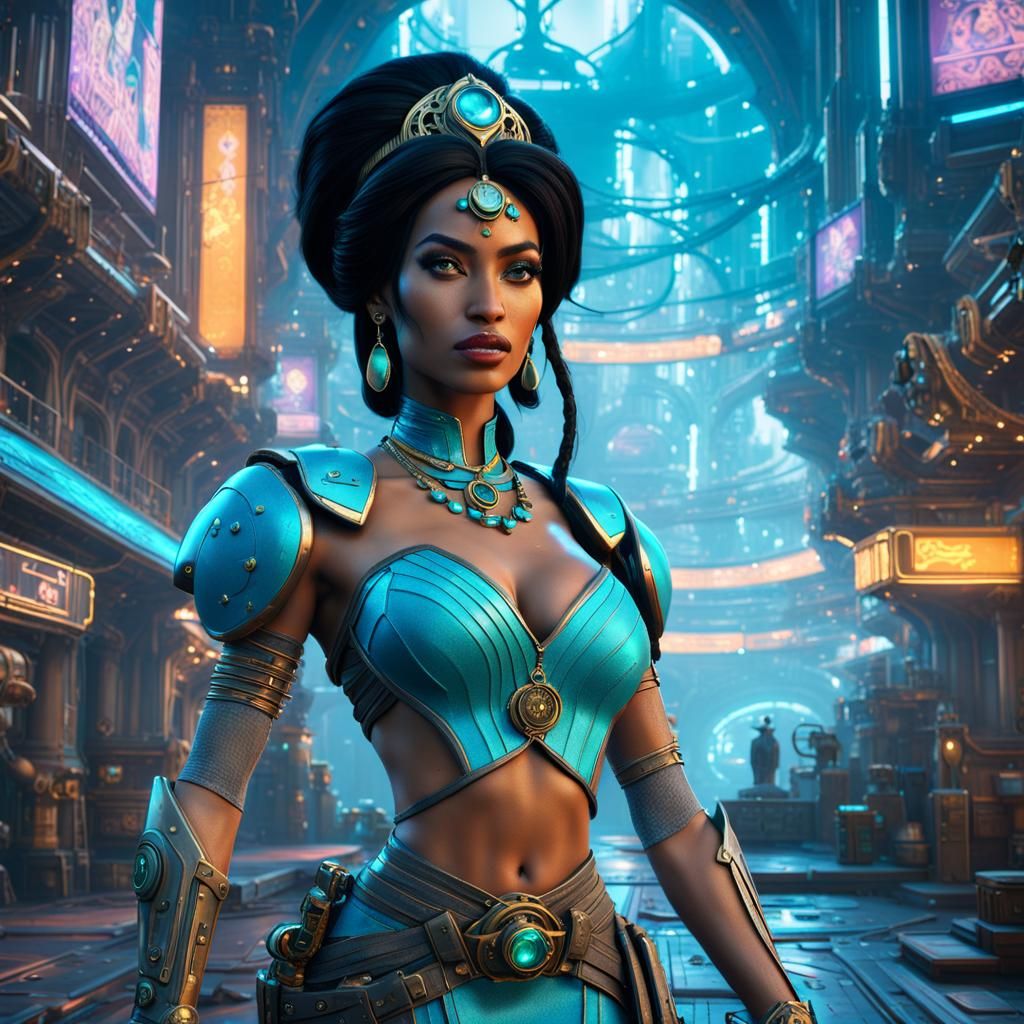 Jasmine in Cyberpunk Style, Unreal Engine 5