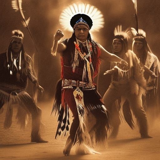 Native American Indian is dancing