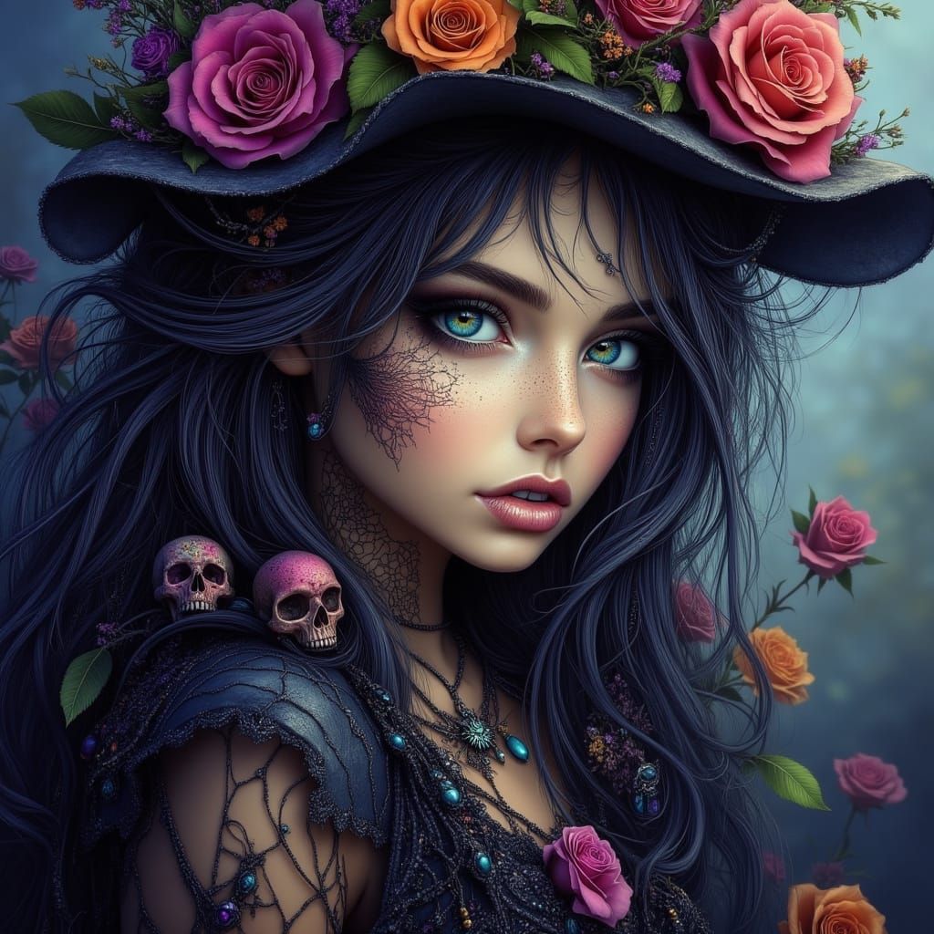 Gothic Whimsy: A Sweet and Scary Portrait