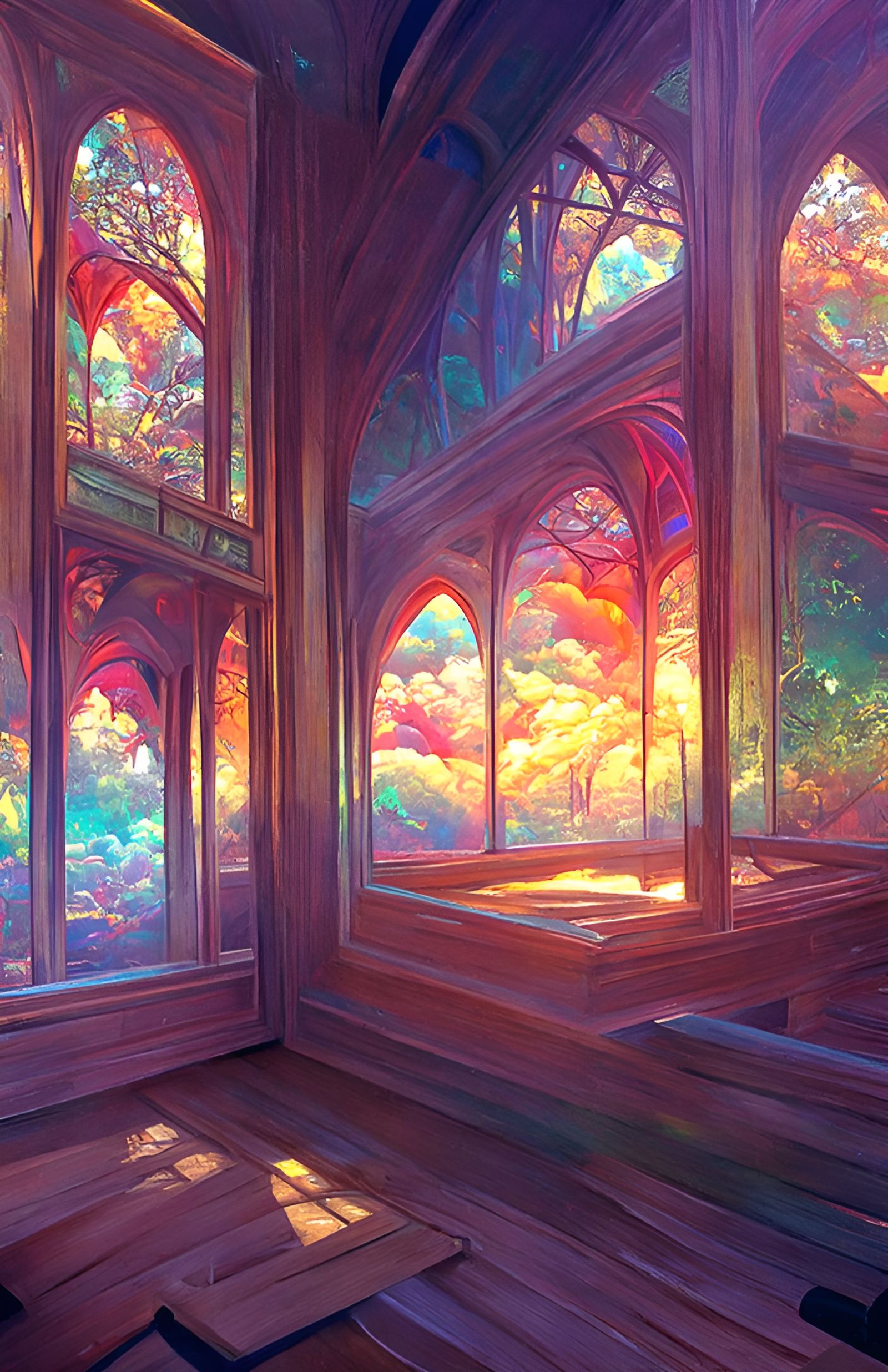 Stained Glass Room in Psychedelic Surrealism