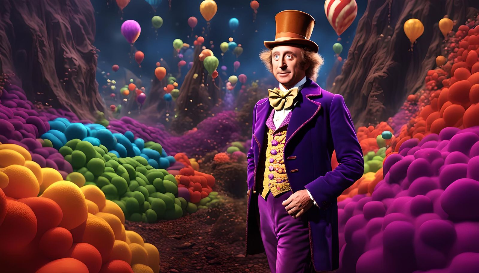 Willy Wonka Portrait in Detailed Matte Painting Style