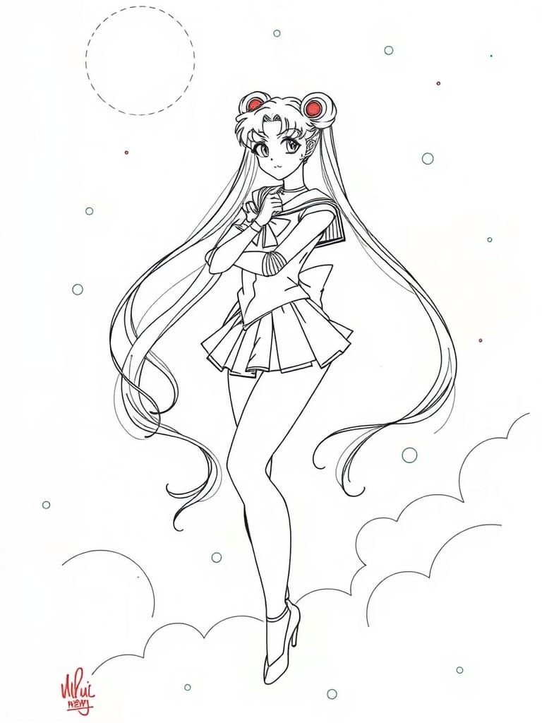 Elegant Sailor Moon in Dreamy Art Nouveau Style