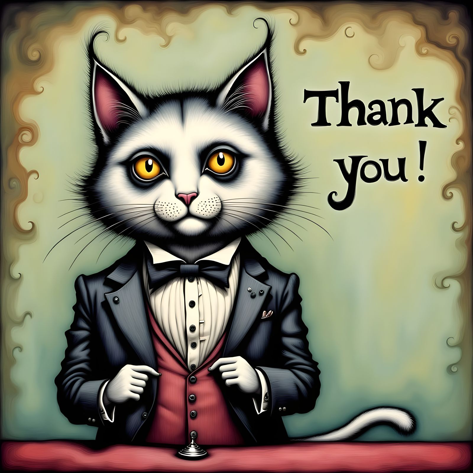 Cat Receives Award in Dark Whimsical Style