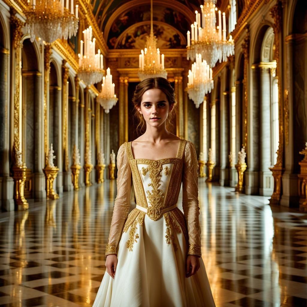 French Noble Lady in Versailles Hall of Mirrors