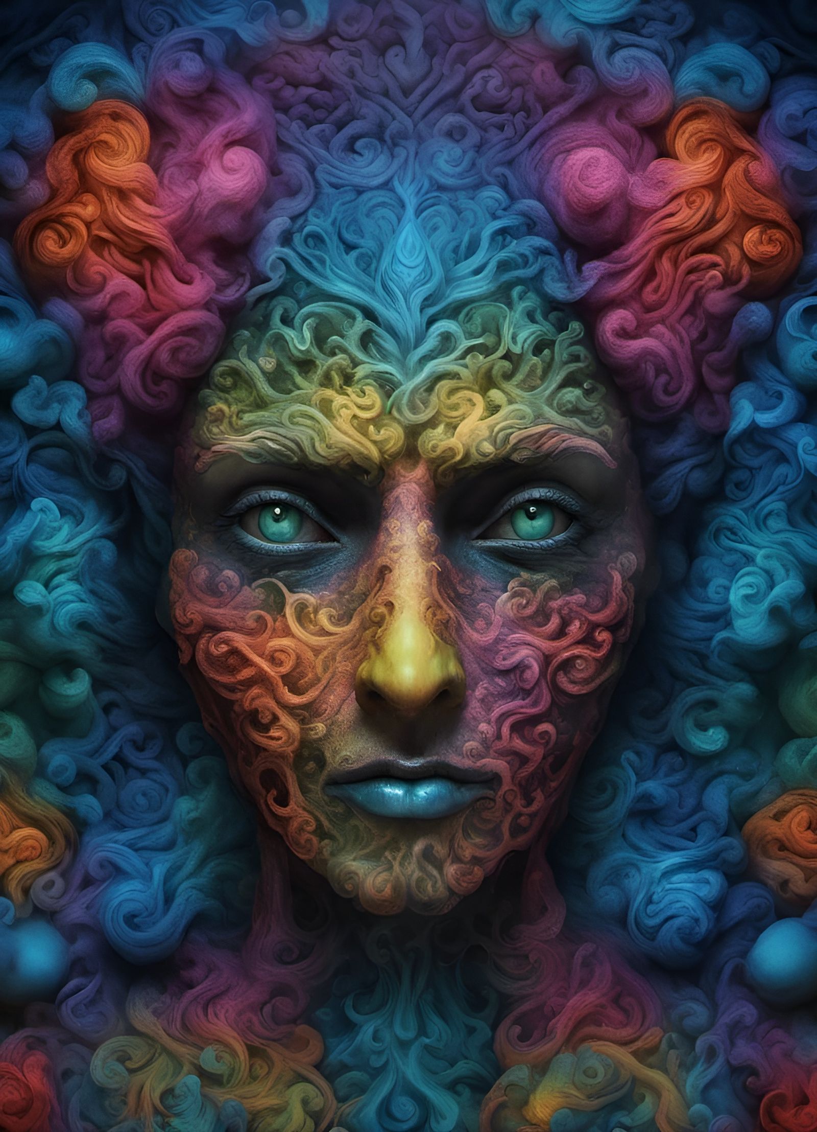 Knitted Blown Glass Sculpture in Kaleidoscope Colorway