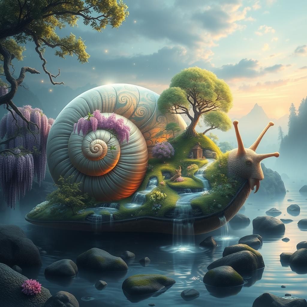 Enchanted Snail: A Mystical Landscape