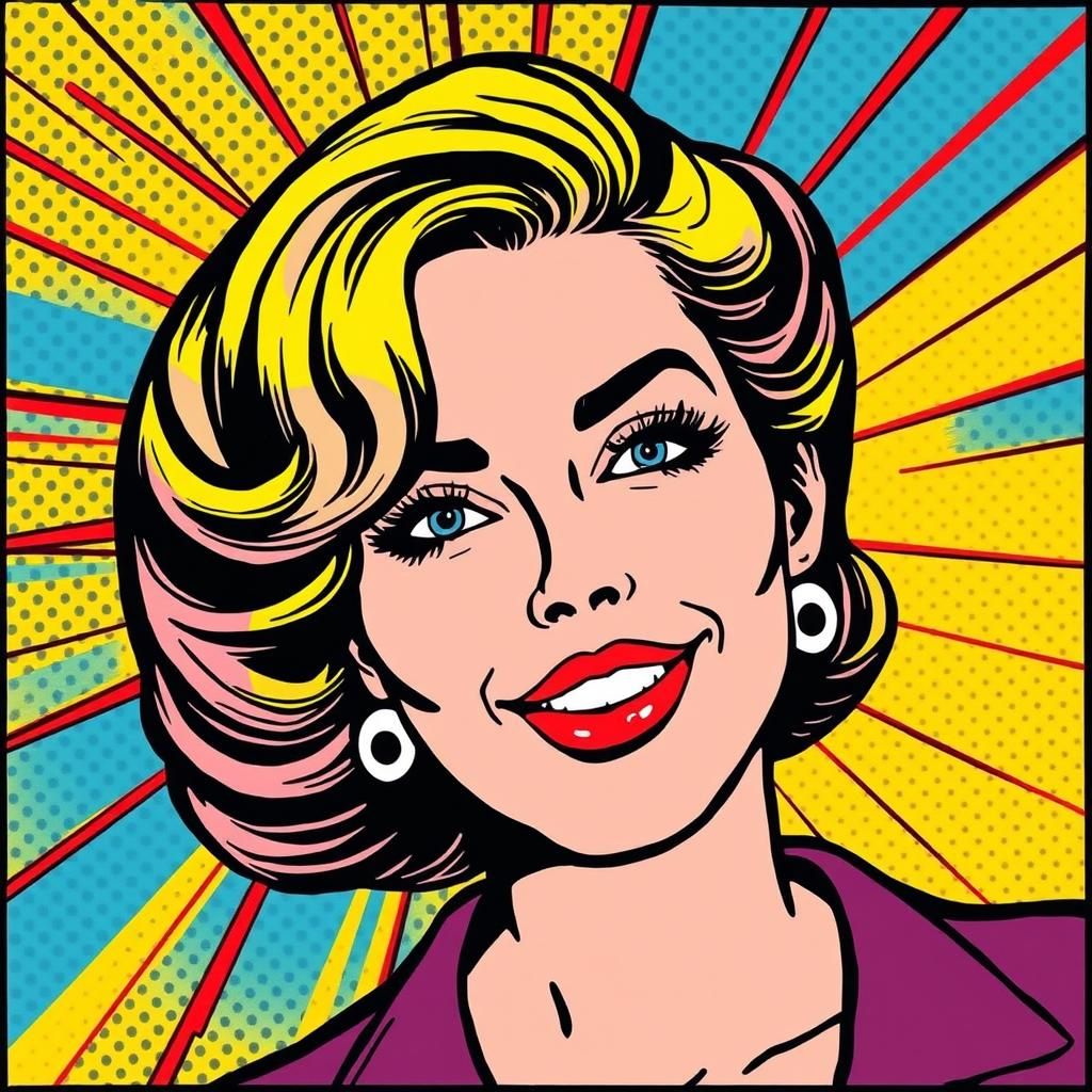 Woman Smirking in Pop Art Comic Panel