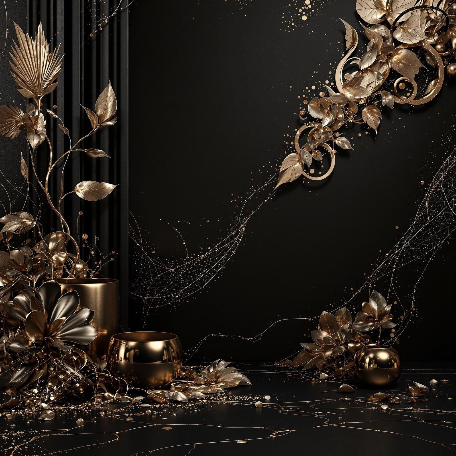 Sleek Bronze Masterpiece Amidst Timeless Black Elegance