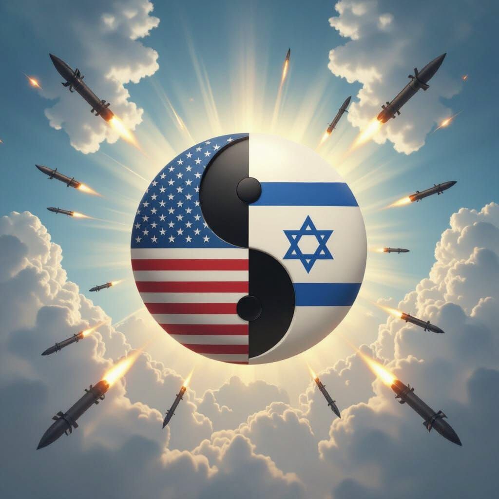 Ying Yang Symbol with US and Israeli Flags