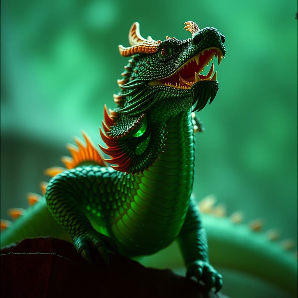 Emerald Dragon in Majestic Southeast Asian Splendor