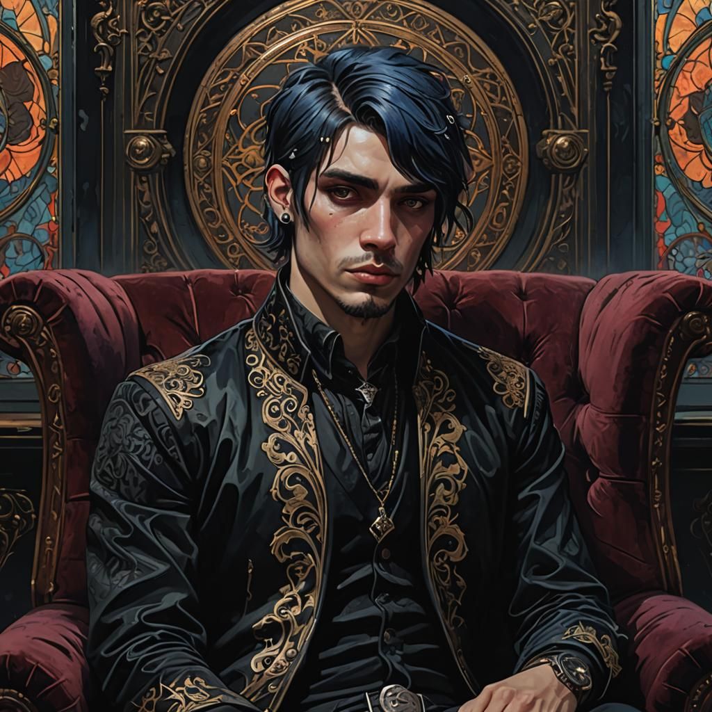 Gothic Emo Man Portrait in the Style of Artgerm