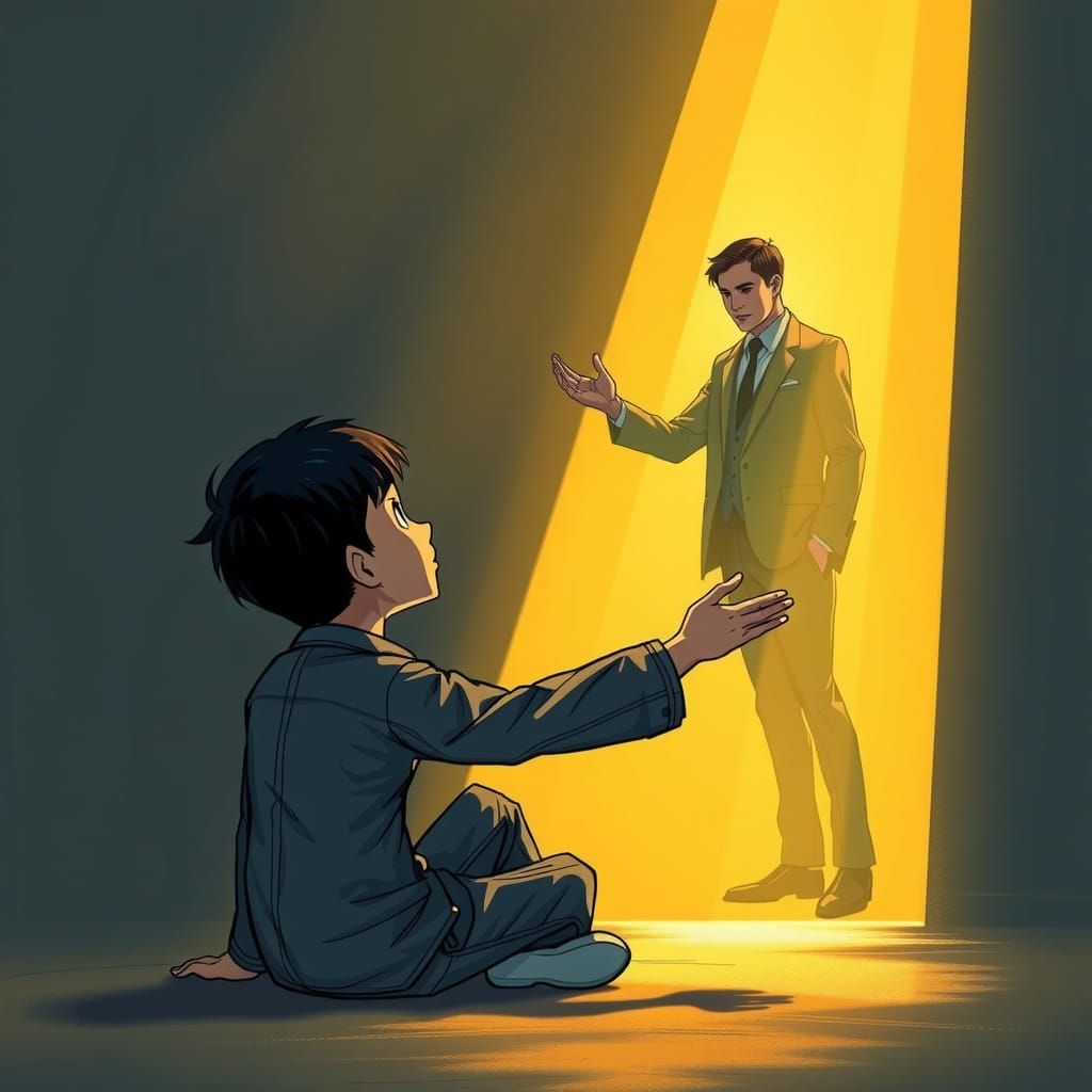 Boy's Esports Dream: Anime-Style Discovery Scene