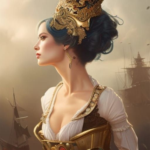 Detailed Pirate Queen Digital Art Masterpiece