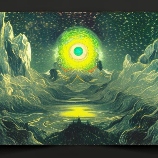 Psychedelic Spacecore Complex in Art Nouveau Style