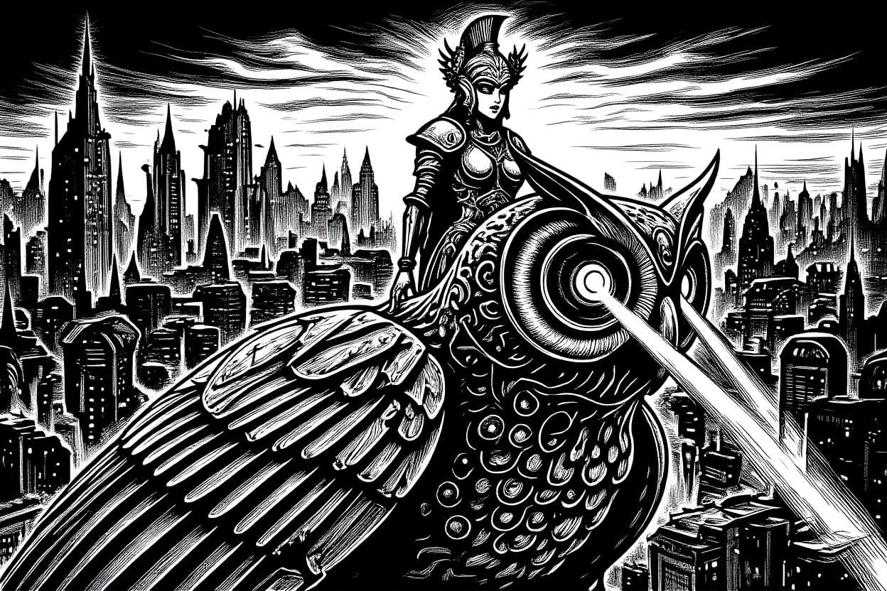 Owl as Artgerm Comic Book Art with Chiaroscuro