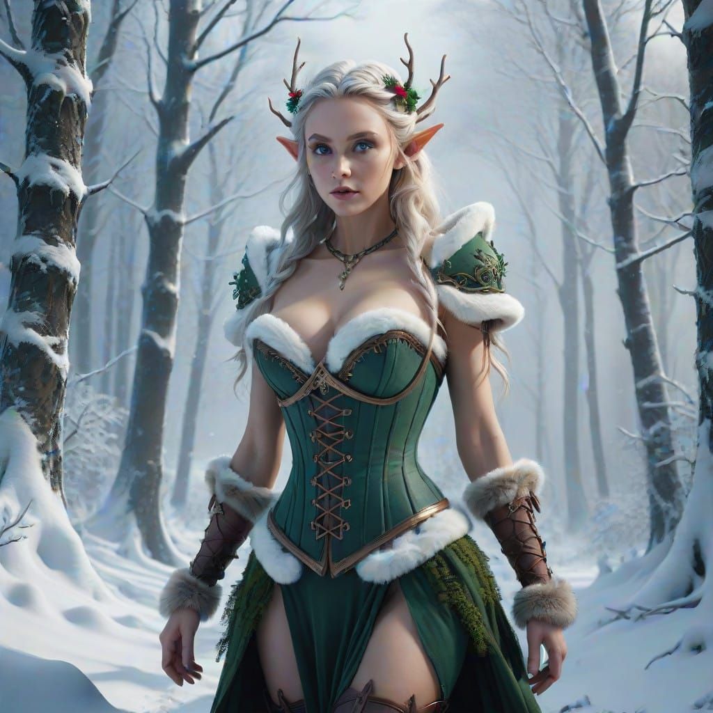 Winter Elf in a Dramatic, Detailed Digital Matte Painting