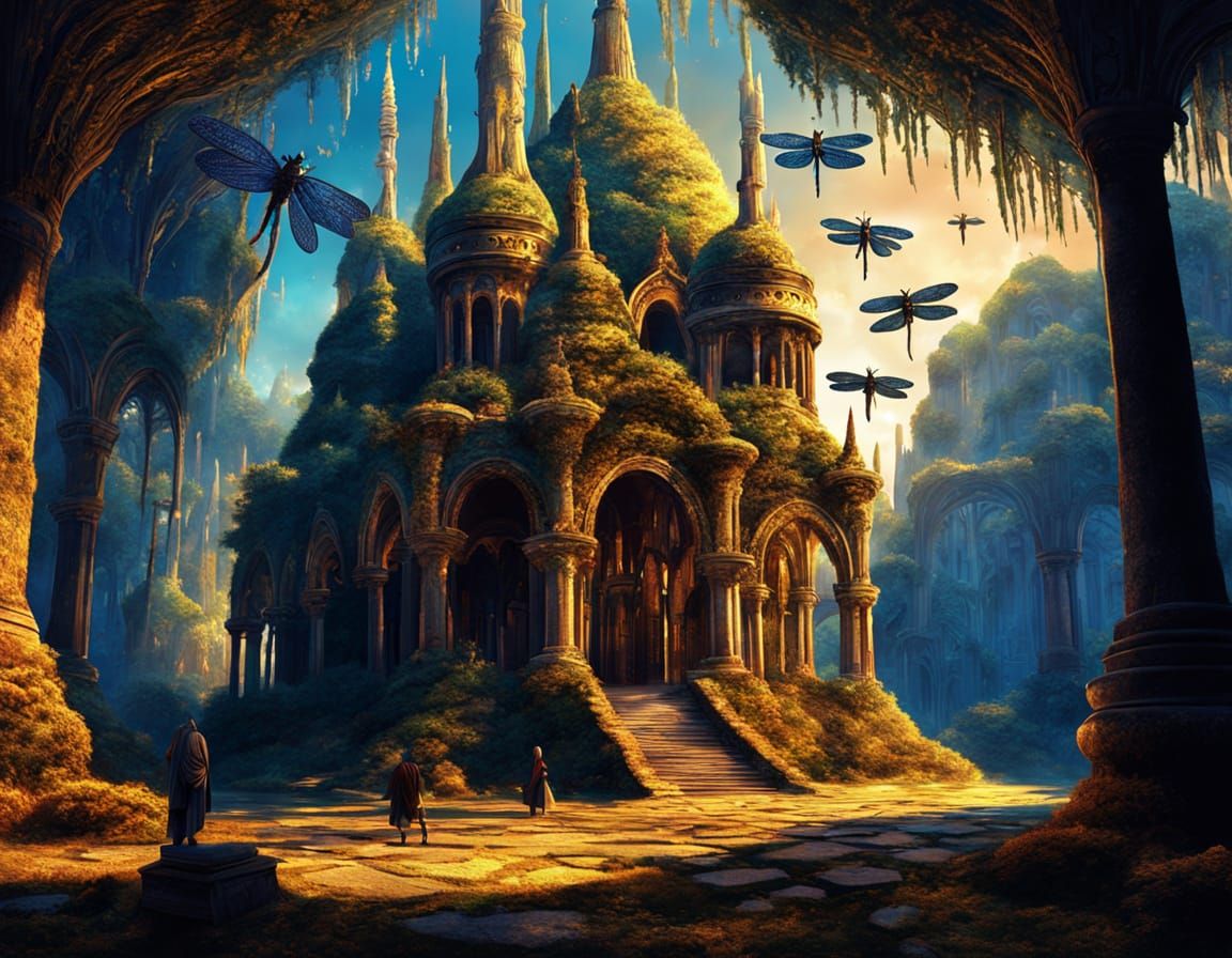 Ancient Temple Blending Greek and Gaudi Styles in Magical Fo...