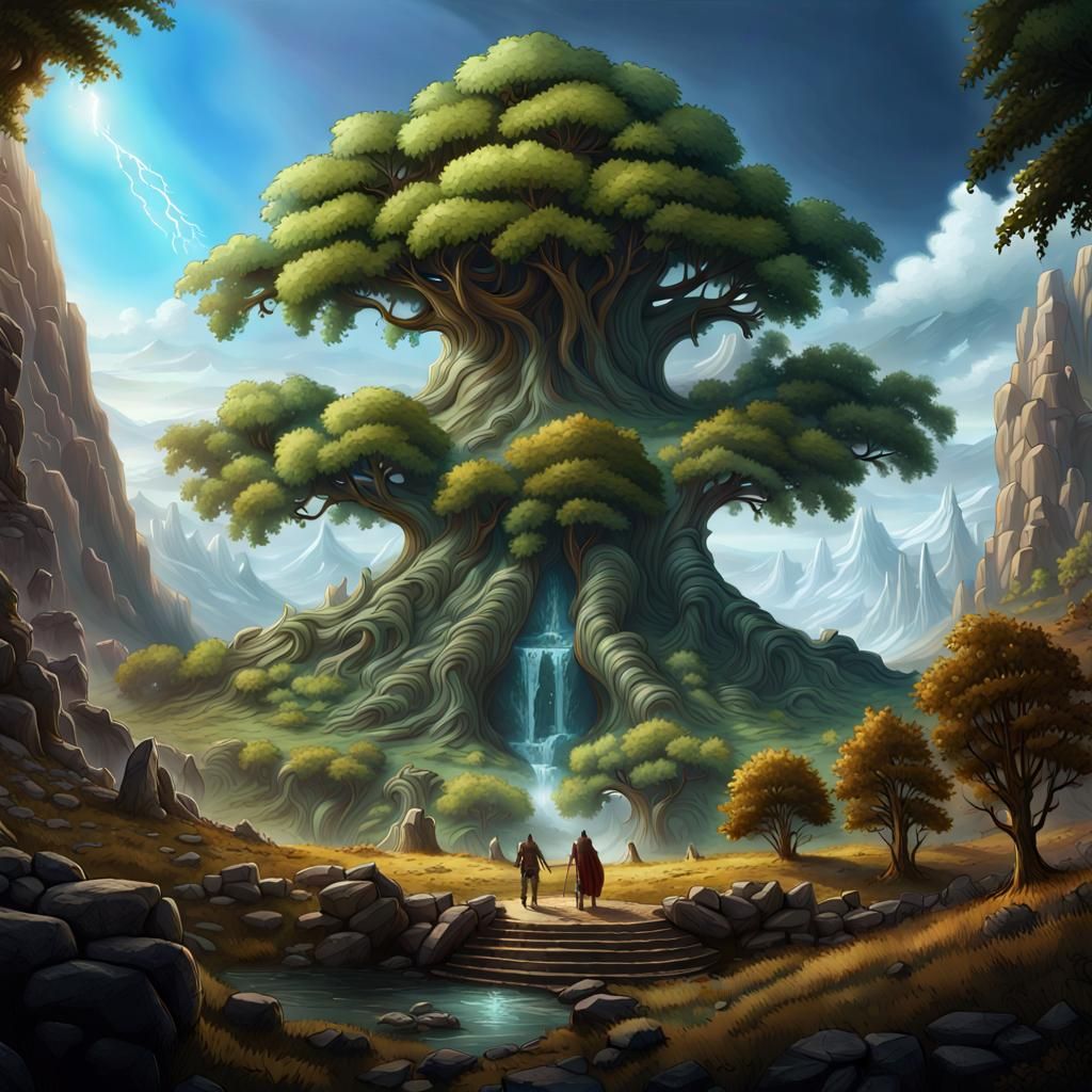 Epic World Tree Landscape in Elder Scrolls Style