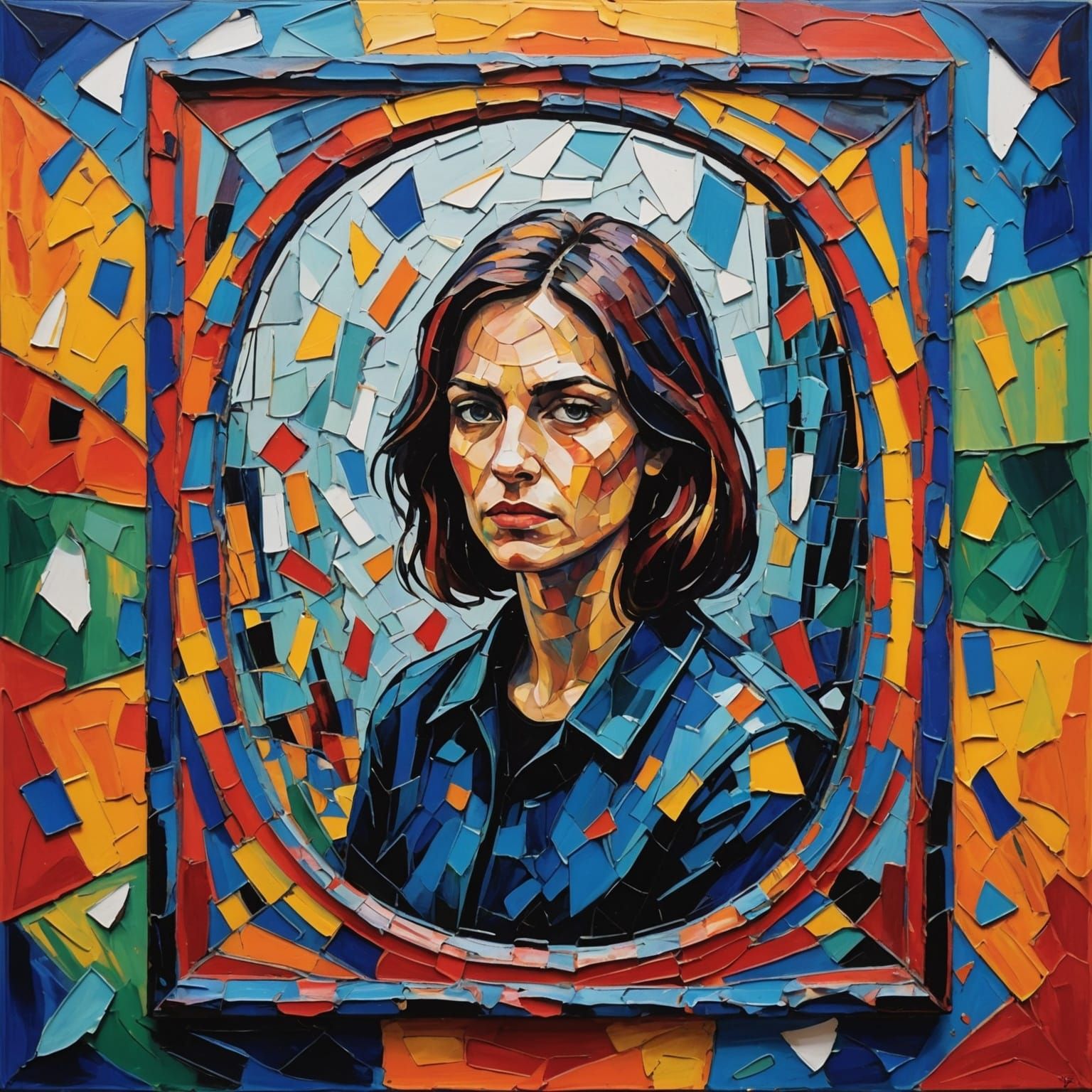 Shattered Mirror in Expressionist Oil Painting Style