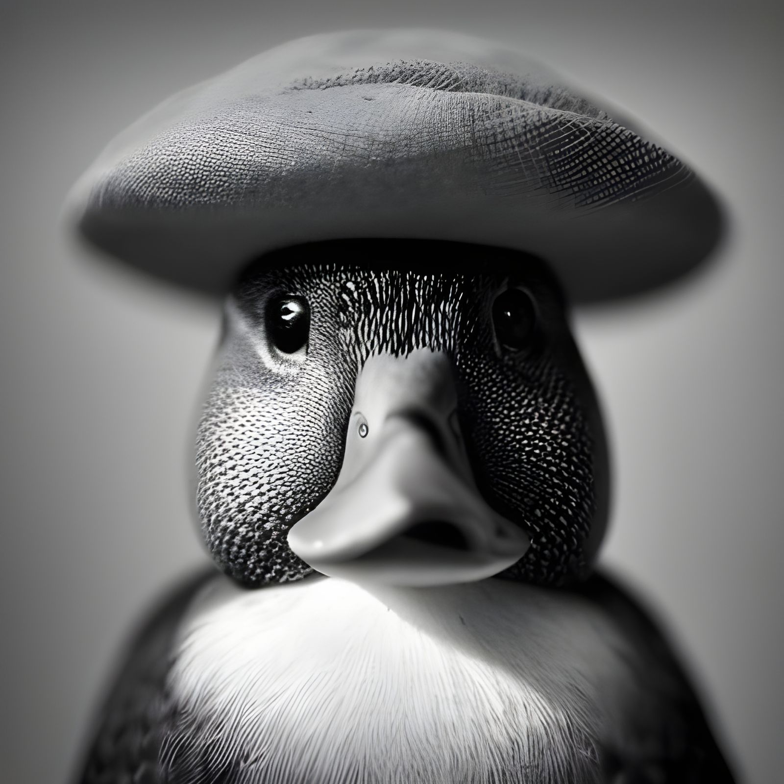 Duck with Hat Portrait in Photographic Style