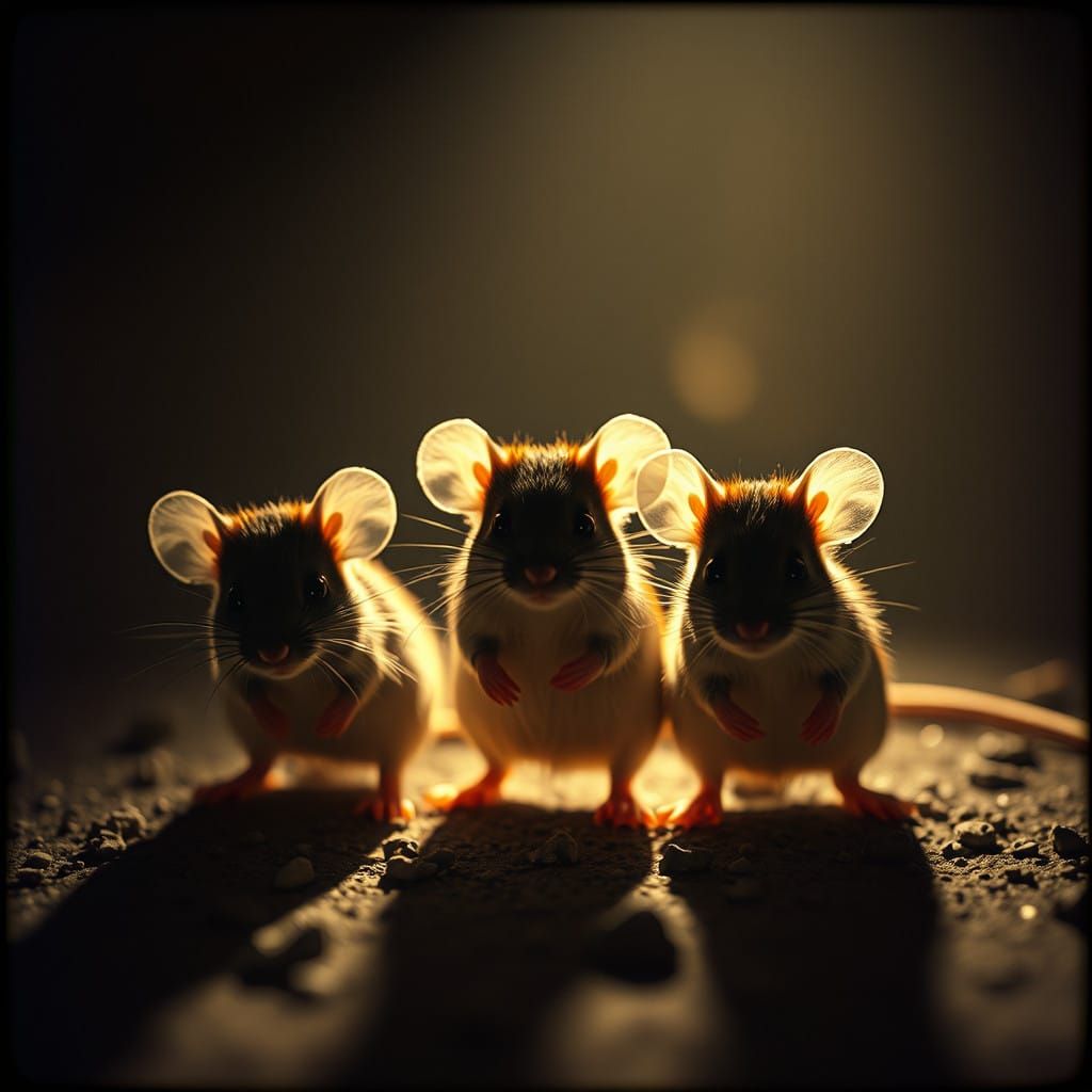 Whimsical Mice Amidst Cinematic Shadows