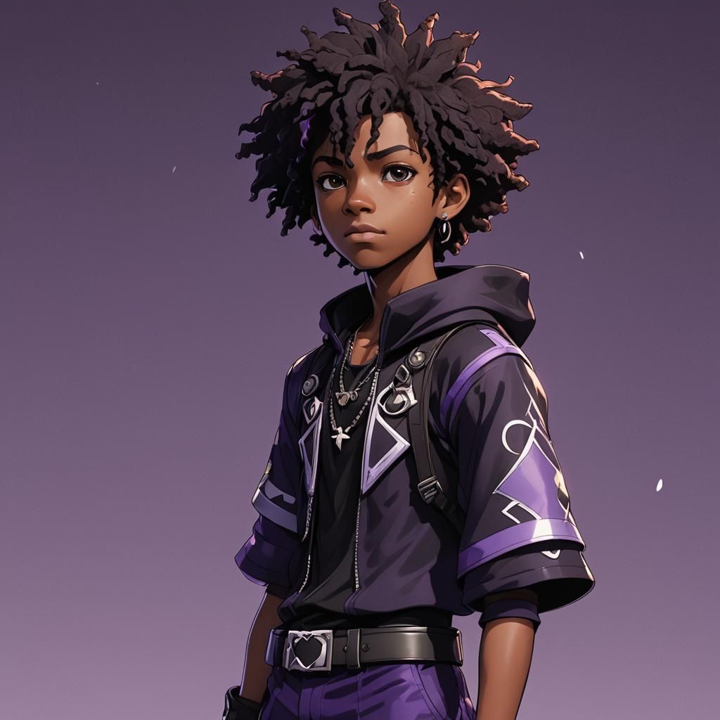 Anime Portrait: Afro-Mexican Teen in Kingdom Hearts Outfit
