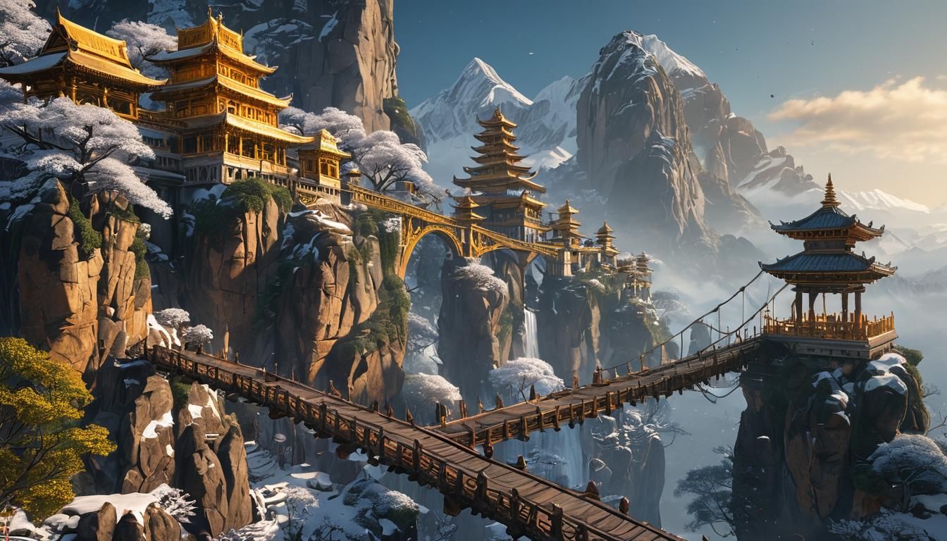 Golden Temples of Shambala: Hyperdetailed Concept Art