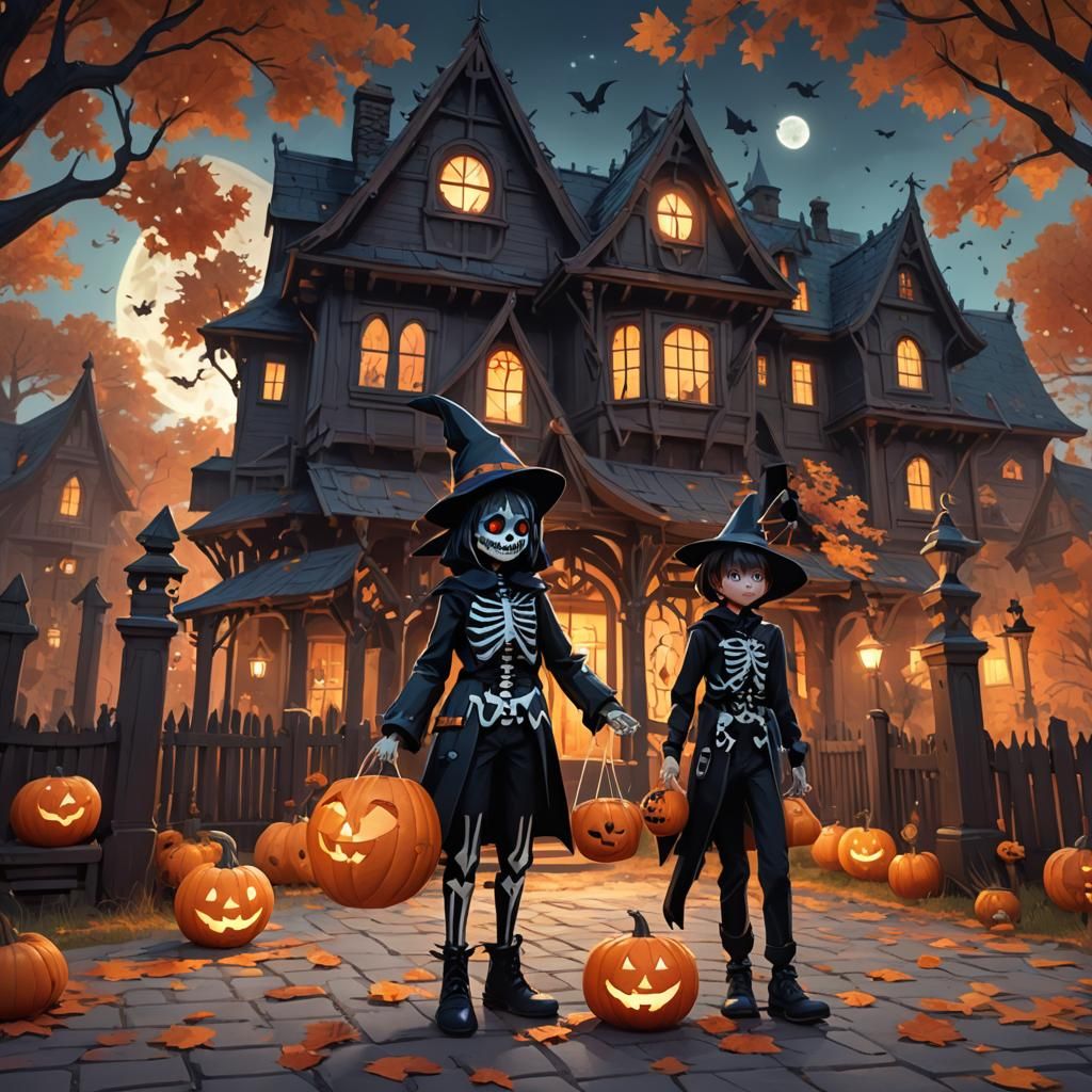 Halloween Night: Anime-Style Trick or Treaters