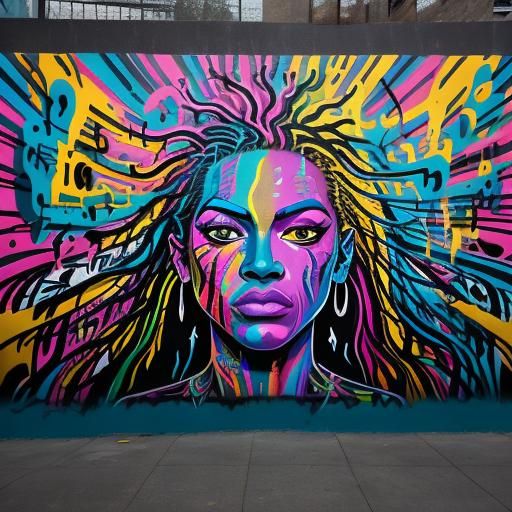 Rainbow Zebra in Vibrant Graffiti Street Art