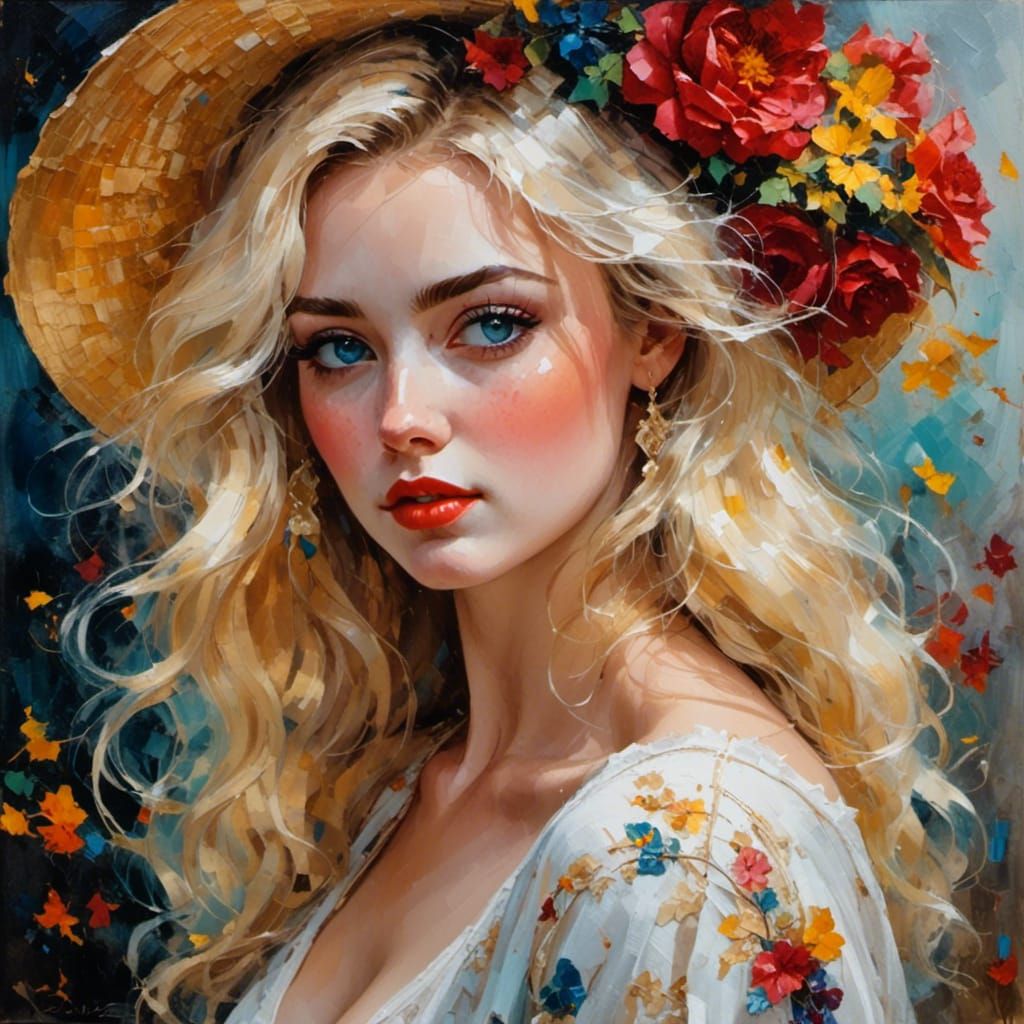 Blonde Woman Portrait with Pretty Eyes