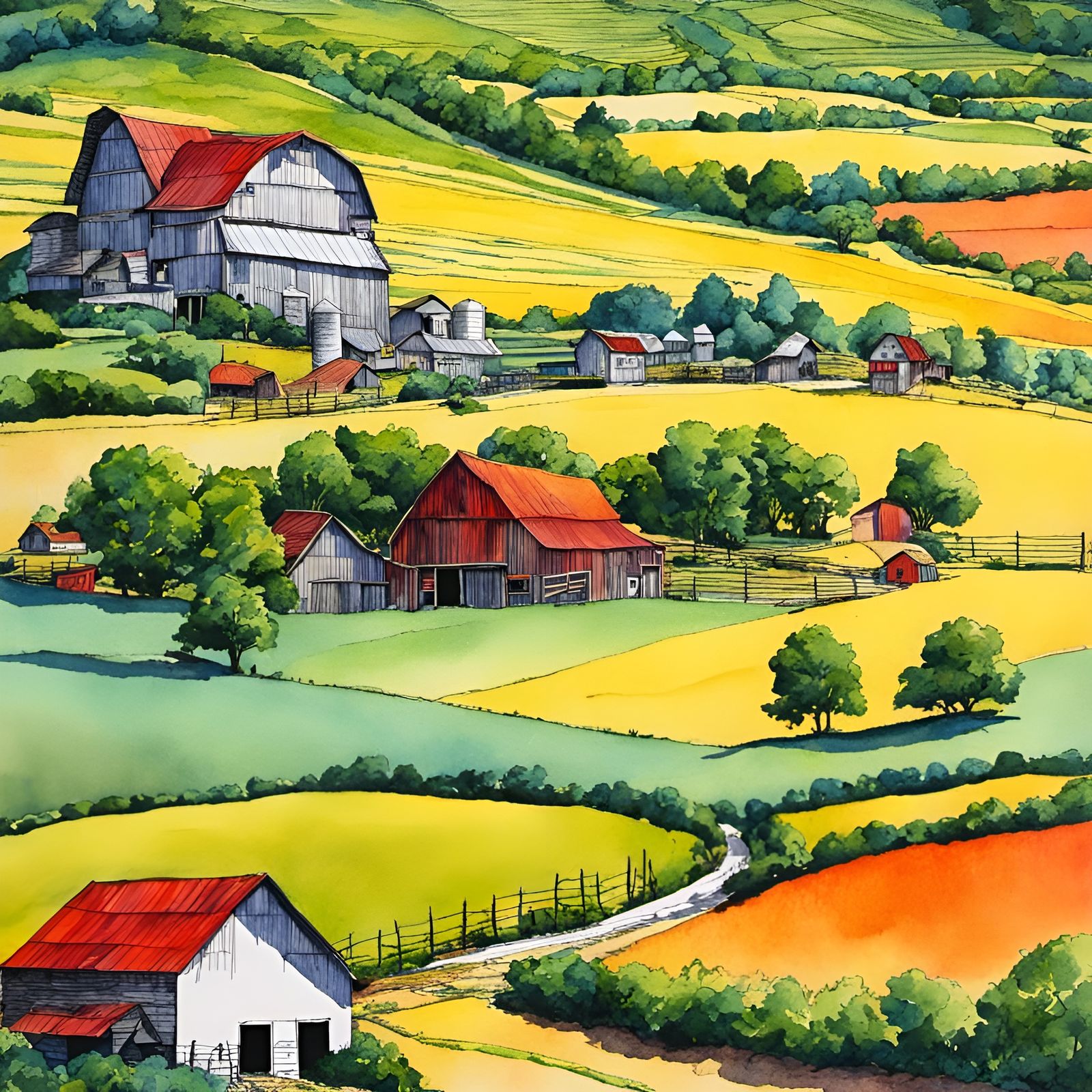 Fantasy farm and countryside