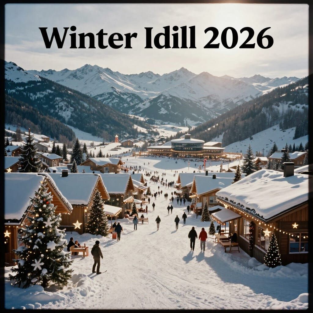 Magical Snowy Mountain Resort in Cinematic Film Style