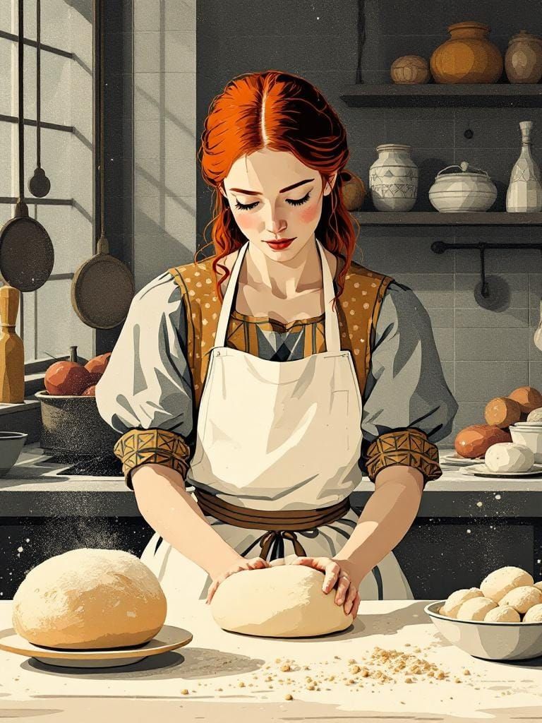 Baker in Kitchen as 1970s Album Art