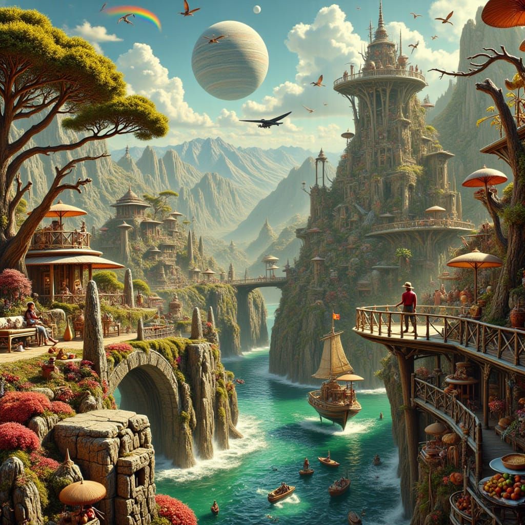 Surreal Off World Oasis in Cyberpunk Aesthetic