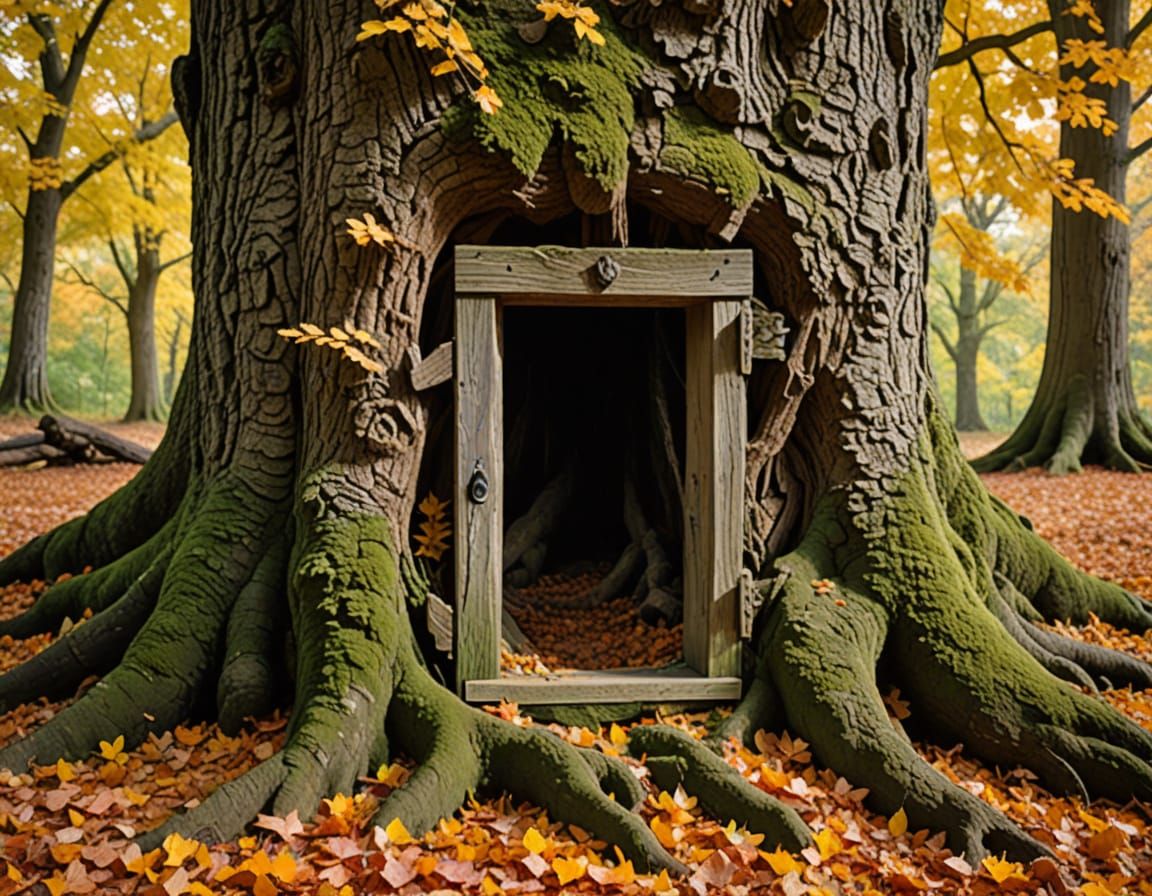 Miniature Door at the Base of an Old Oak