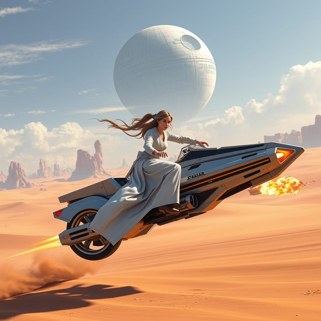 Jedi on Speeder Bike, Anime 3D Art